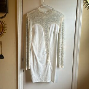 White sheer bling bodycon dress